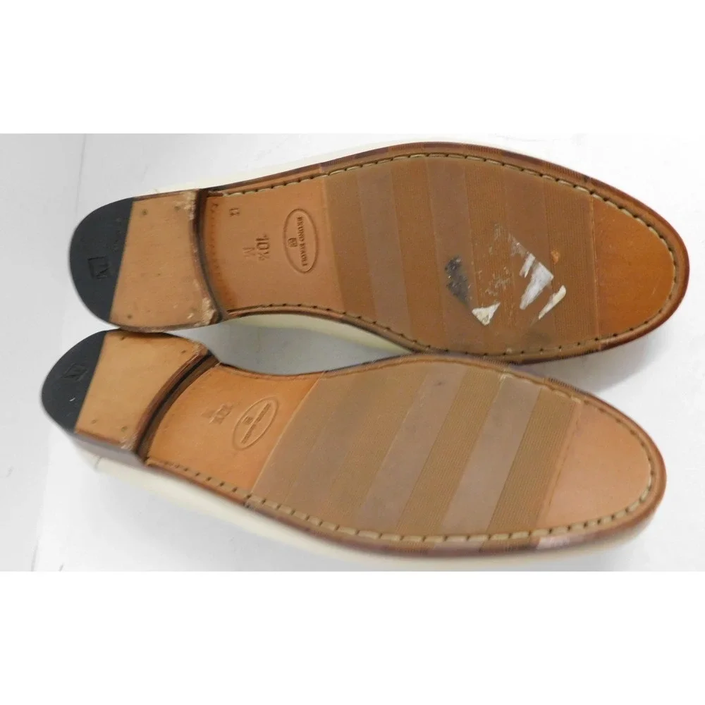 Bruno Magli Vanilla Leather Gold Bit Loafers Italy 10.5 M